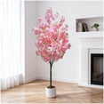 thumbnail image 1 of 6-foot artificial cherry blossom tree in blanca pot - realistic fake sakura tree para indoor/outdoor home, garden, oficina, y wedding decor (single), 1 of 6