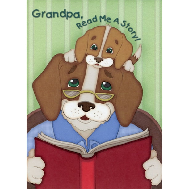 Download Designer Greetings Dog And Puppy Reading A Book Juvenile Kids Father S Day Card For Grandpa Walmart Com Walmart Com