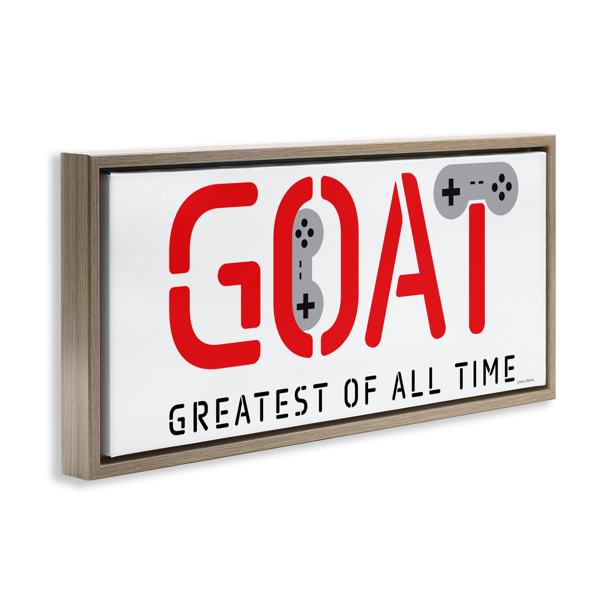 Stupell Industries The GOAT Gamer Brown Framed Floater Canvas Wall Art, design by Yass Naffas Designs