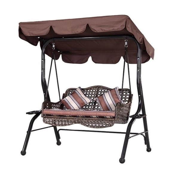 Vensio 3-Seat Swing Canopy Cover Replacement 210D Oxford Cloth Waterproof UV Resistant Outdoor Patio Chair Awning Top Brown