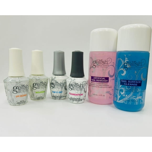 Gelish Soak Off Gel Nail Polish Kit - Fantastic Four Collection with Nail Cleanser & Remover both in 4oz