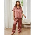 thumbnail image 5 of Plus Size Pajama Set for Women 2 Piece Sleepwear Button Short Sleeve Shirt and Long Pants Soft Oversize Loungewear, 5 of 7