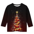 thumbnail image 4 of MKOSPLRT Christmas Tree Tops for Kids 3-12 Years Crew Neck Xmas Party Shirts 3/4 Sleeve Sparkly Graphic Tees for Girl Boy, 4 of 5