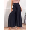 thumbnail image 4 of Pantalones Casuales de Cintura Alta para Mujer, de Color Liso, Largos y Anchos, con Bolsillos, para y Otoño. Negro M, 4 of 9
