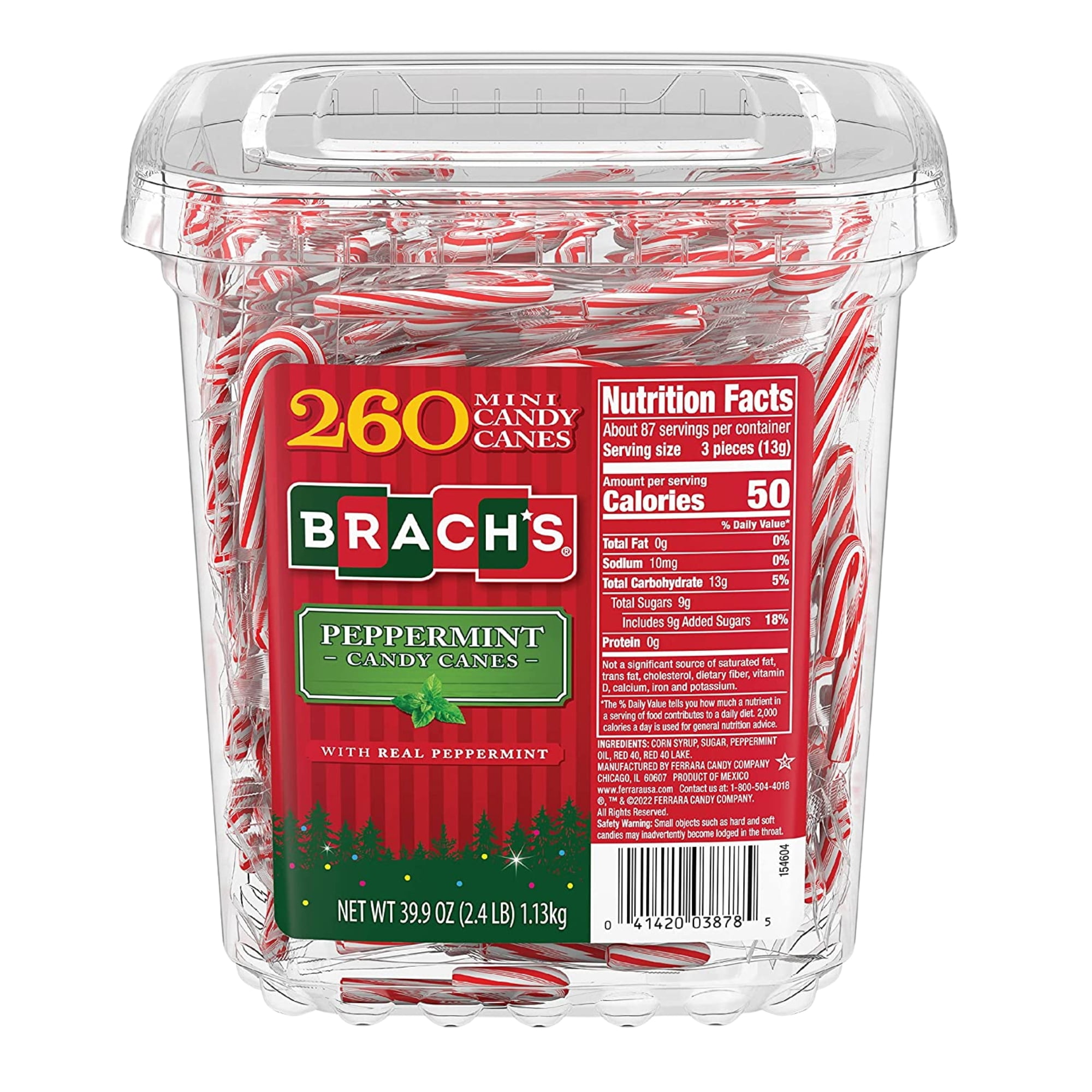 Brach's Mini Peppermint Candy Canes, Red & White Traditional Holiday