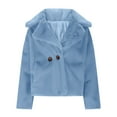thumbnail image 4 of Kilaqueen Fleece Jacket Women Faux Fur Long Sleeve Notch Lapel Cropped Coat Solid Color Plush Fuzzy Open Front Cardigans, 4 of 9