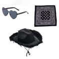 thumbnail image 3 of Hat With Bandana And Heart Glasses Cowboy Hat For Women Teen Girls Cow Girl Hat Costume Leisure BK2 - One Size, 3 of 7