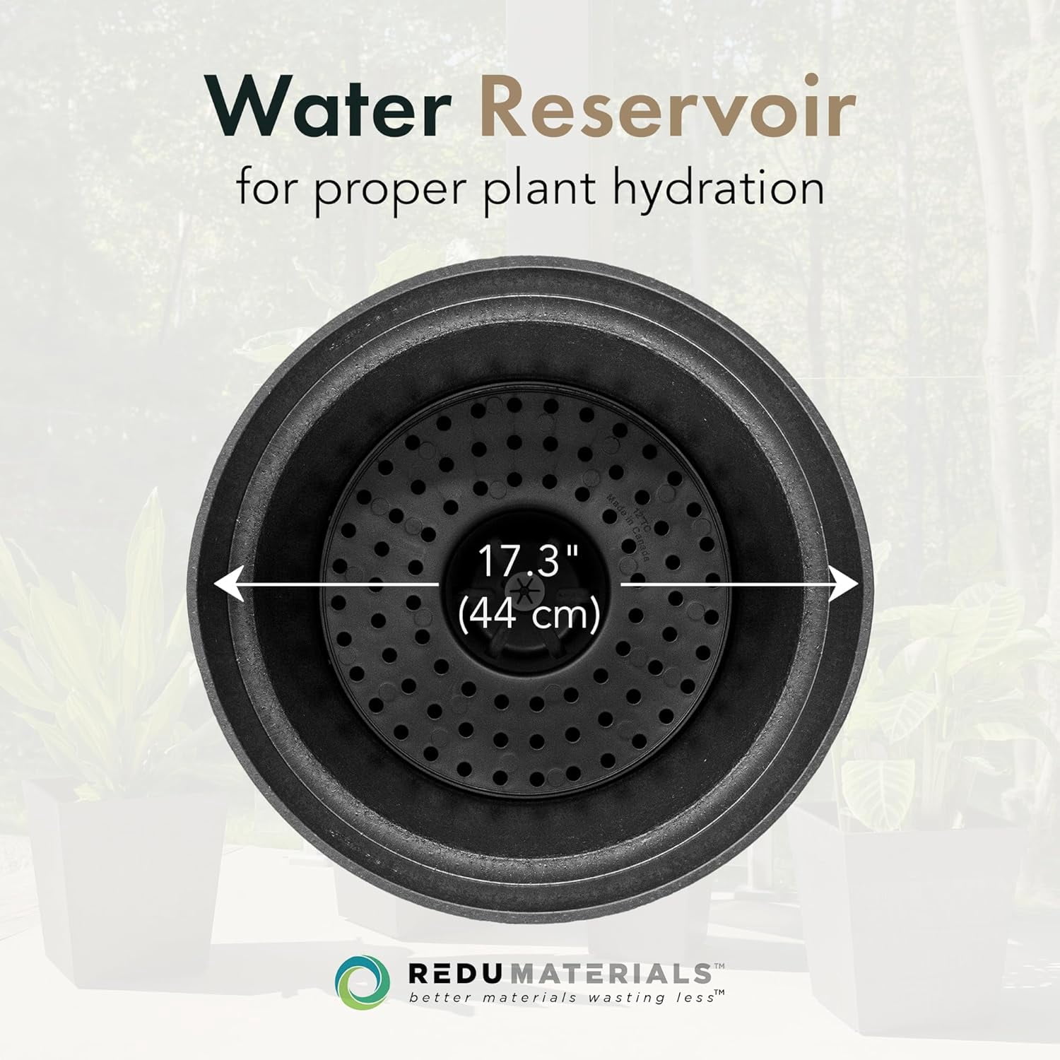 Verde Indoor & Outdoor Self-Watering Round Planter Pot, Baritone, 18" x 16", Black - Decorative Planting Containers for Plants and Flowers - Gardening and Flowering Accessories