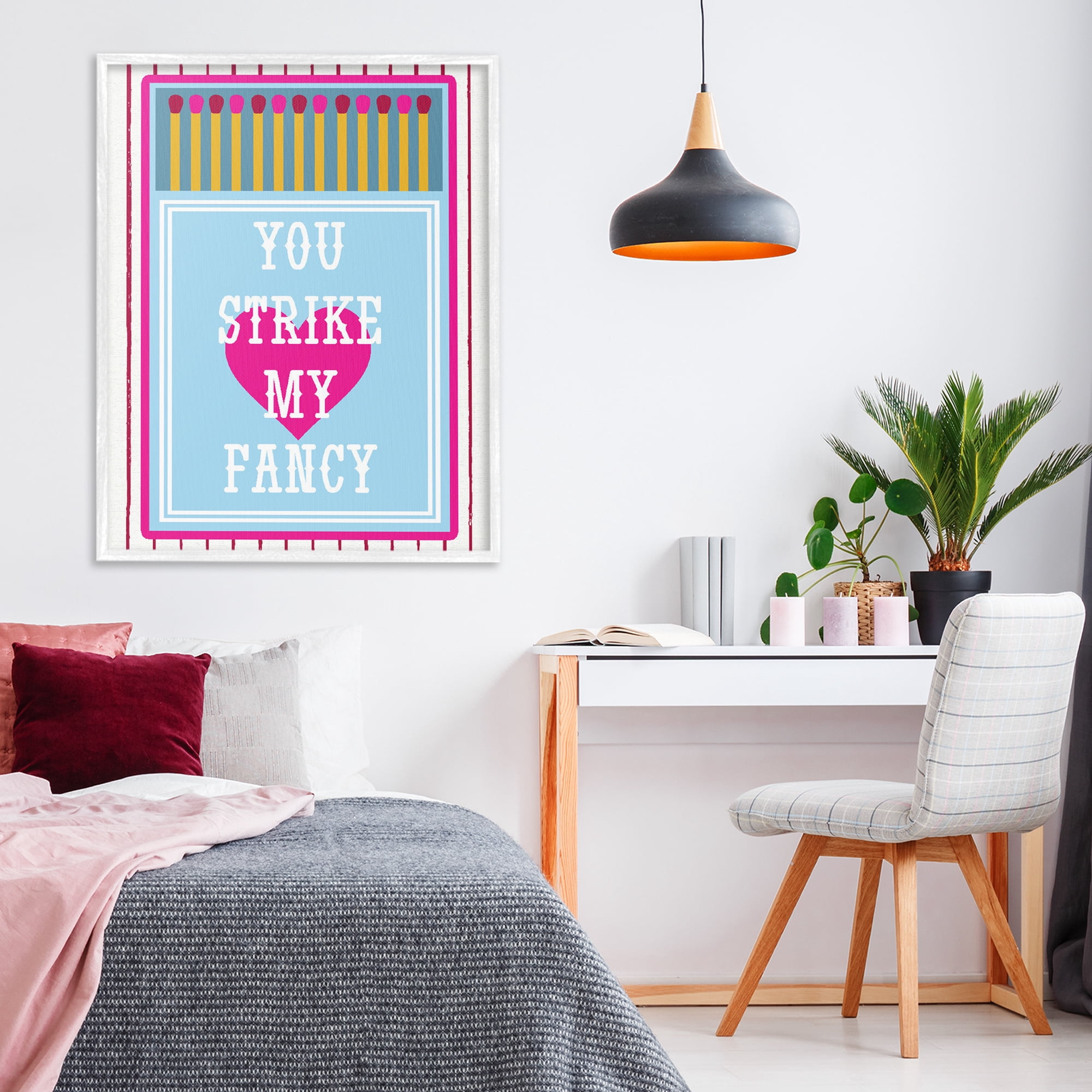 Stupell Industries You Strike My Fancy White Framed Giclee Art, design by Lil' Rue
