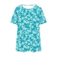 thumbnail image 4 of Tdoqot Womens Plus Size Floral Shirts- Short Sleeve Casual Dressy V-Neck Loose Summer Tops Blouse Sky Blue Size 4XL, 4 of 4