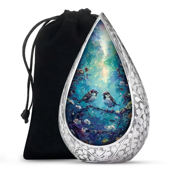 JAGSHASHI Enchanted Garden Sparrow Serenade - Cremation Urns - Memorial Urns - Large Cremation Urn - Human Ash Urn - Burial Urns For Ashes - Large Urn For Ashes Burial - 10 Inch - Large