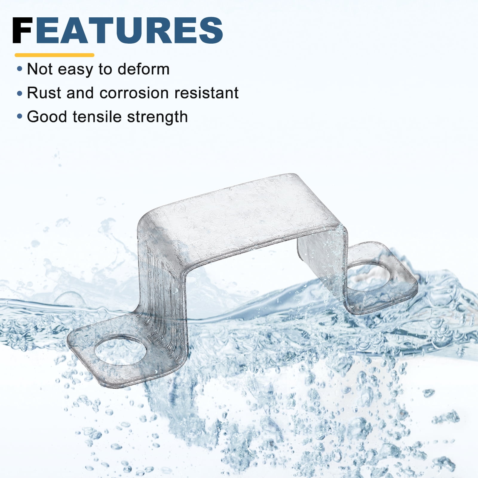 Uxcell 12 Pack 42x30 mm U Shaped Connector Bracket, Square Tube Strap Clamp Galvanized Steel Pipe Clamp Wood Deck Fence Post Tie for Water Pipes Stairs Railing Installation, Silver