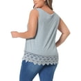 thumbnail image 4 of DARING DIVA Women's Plus Tank Tops Round Neck Swing Lace Panel Flowy Tops 3X Grey, 4 of 6