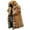 Brown, variant on Women's Winter Warm Leather Jacket - Elegant Slim Fit Coat with Loose Neck Collar, Furry Outerwear Suitable for Fall/Winter, Machine Washable Cold Weather Jacket