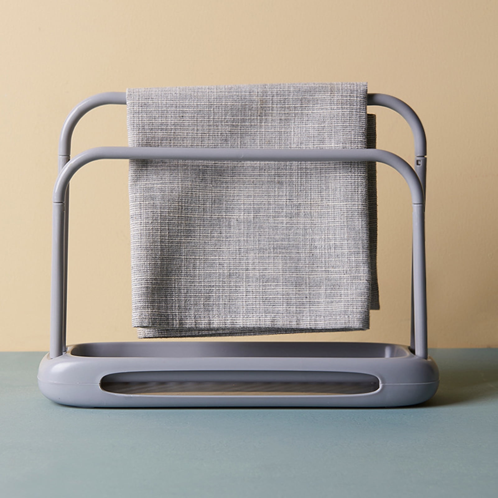 farfi Double Rods Towel Dishcloth Storage Rack Shelf Kitchen Drain