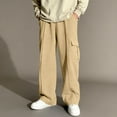 thumbnail image 2 of Atogsazn Kids Boys Wide Leg Cargo Sweatpant Children Casual Elastic Waist Sweatpants High Waisted Pants With Pocket 01-Khaki 8-9Years Fashion, 2 of 8