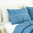 thumbnail image 3 of Chezmoi Collection Brady Blue Clip Jacquard Geometric 7-Piece Bed in a Bag Comforter Set, Queen, Striped Pattern Waffle Textured Bedding with Sheets Set, 3 of 9