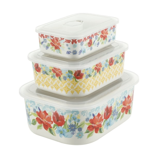 The Pioneer Woman Spring Bouquet 6Piece Decorated Stoneware Storage