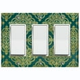 thumbnail image 1 of Metal Light Switch Plate Cover Elegant Green Yellow Diamond Cross Damask DAM091, 1 of 13