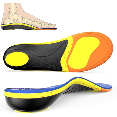 Bukihome Plantar Fasciitis Relief Insoles for Men Women, Rigid Arch Support Inserts for Flat Feet, Thick Cushioning, Triple-Layer Shock Absorption, Moisture-Wicking, All-Day Comfort, XS