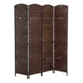 thumbnail image 4 of HomCom 6' Tall Wicker Weave 4 Panel Room Divider Privacy Screen - Chestnut Brown, 4 of 9