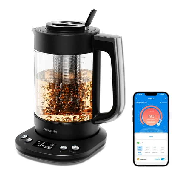 Hervidor eléctrico GoveeLife Smart 1.7 L con infusor de té, negro