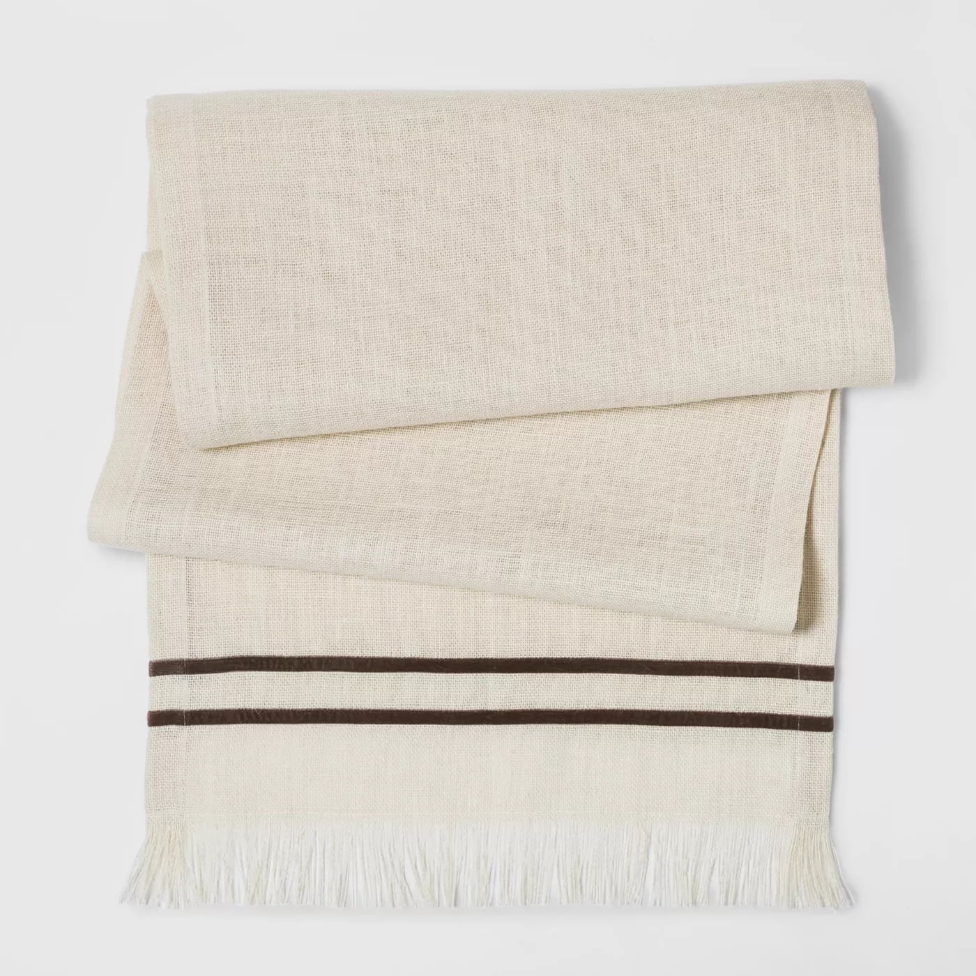 Threshold Oversized Striking Style Velvet Trim Jute Fringe Table Runner