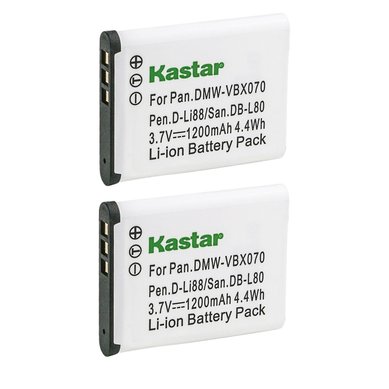 Kastar 2-Pack Battery DB-L80 Replacement for Sanyo Xacti DMX-CG10L