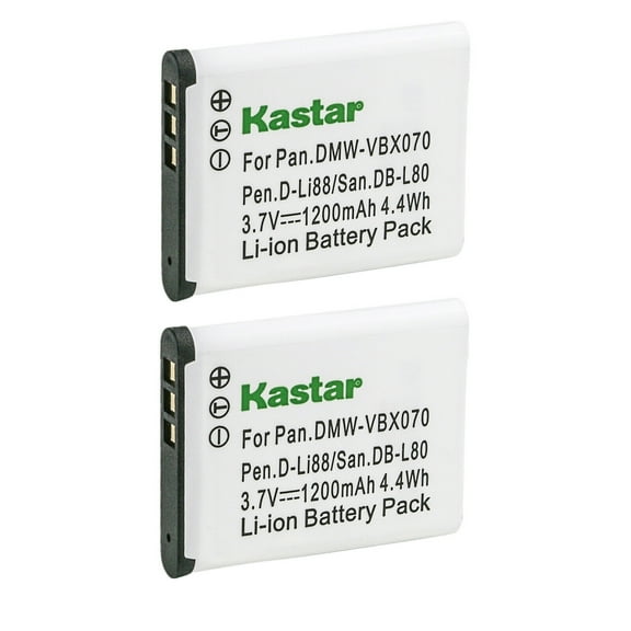 Kastar 2-Pack Battery DB-L80 Replacement for Sanyo DB-L80 DBL80 Battery, Sanyo VPC-PD1, VPC-PD2, VPC-PD2BK, VPC-X1200, VPC-X1220, VPC-X1420 Camera