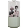 thumbnail image 2 of Makeup Brush Holder with  Cover, Clear 360 Rotating Make Up Brushes Organizer for Counter Vanity Bathroom, Sage Green, 2 of 7