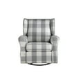 thumbnail image 3 of Benjara 35" Accent Swivel Chair- Glider- Checkered Fabric- Light Gray, 3 of 6