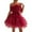 Dark Red, variant on Riforla Tulle Dress Women off Shoulder Short Puffy Prom Dresses Strapless Mesh Birthday Fairy Dress Ruffle Dresses for Women