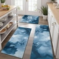 thumbnail image 2 of Blue White Marble Pattern Kitchen Rugs Sets Of 3,Kitchen Runner Rugs Non Skid Washable,Decorative Kitchen Floor Mats for Kitchen,Sink,Laundry,17"x30"+ 17"x47" + 17"x59", 2 of 6