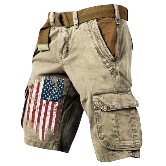VeFlora 250 Anniversary USA Shorts Men American Flag Patriotic Cargo Shorts with Multi Pockets 1776-2026 Vintage Cargo Short (Beige/L)