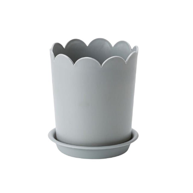 Maceta grande Cateissary con borde de pétalo para planta Jardín y Patio Gris HA080236-02B