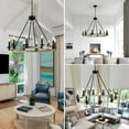 thumbnail image 6 of Newest 32” Rustic Farmhouse 10-Light Candle Chandelier, Black Metal & Wood for Dining Room, 6 of 10