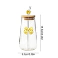 thumbnail image 3 of FastXmas 450ml Glass Water Cup With Cup Lid And Glass Straw Butterflys Decoration Beverage Cup Coffee Cup Cold Drink Cup Outdoor Or Home Office Drinking Cup, 3 of 6