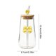 thumbnail image 3 of Vaso de agua de vidrio con tapa y pajita – Vaso térmico de 450 ml para café, té o bebidas frías – Pajita de vidrio reutilizable y funda protectora para el hogar, la oficina o para uso en exteriores., 3 of 6