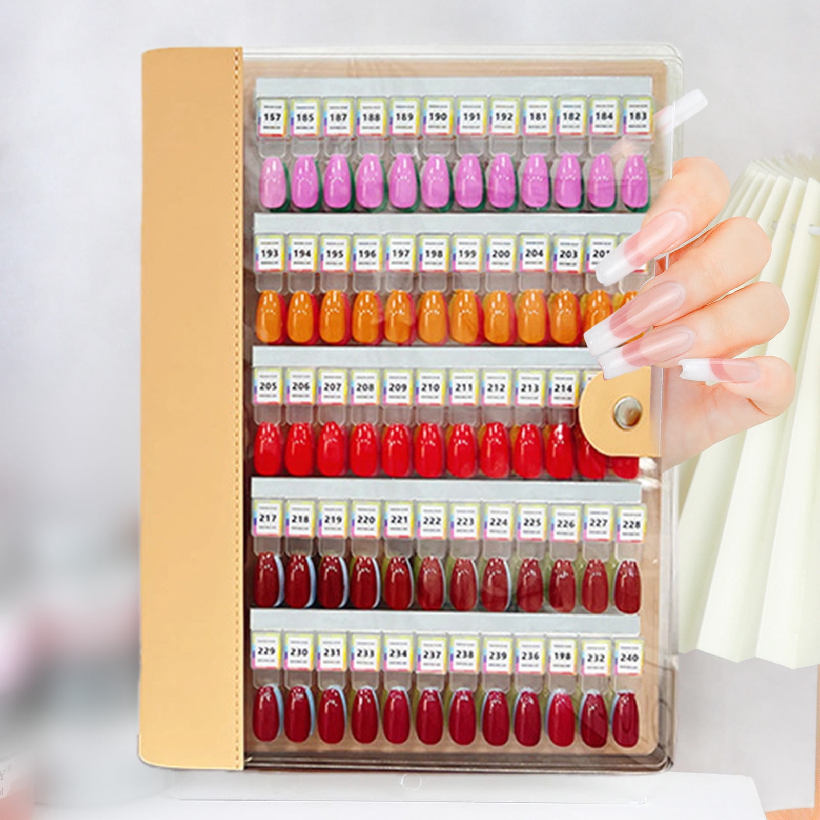Nail Swatches Book - 120/180/240 Blank Nail Color Display Organizer with Transparent Nails & Separable Tips for Nail Salon, Manicurists & DIY Nail Art
