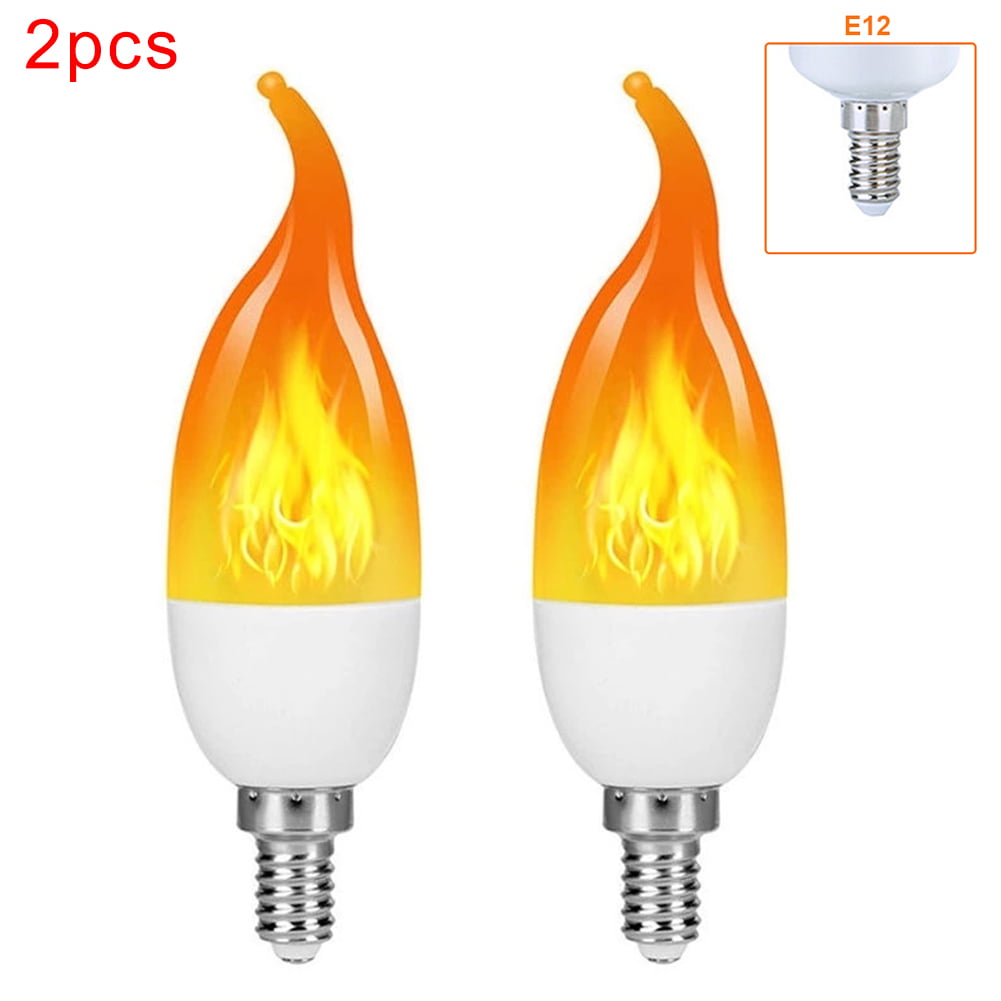 E12 LED Simulated Flame Fire Effect Flicker Lights Bulbs Lamp Modern Home Decor 
