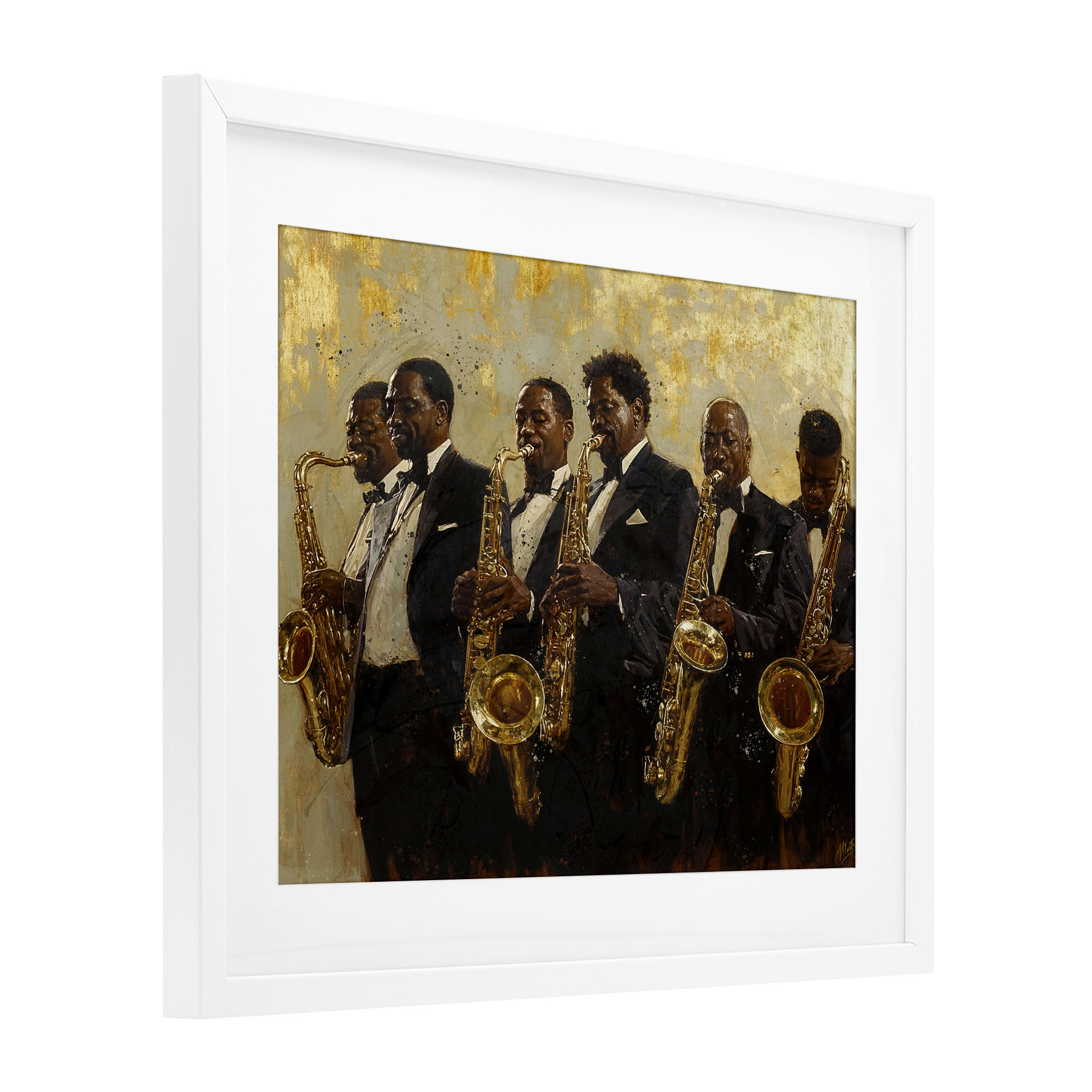 Golden Era Ensemble White Framed Print Under Glass, design by Marta Wiley
