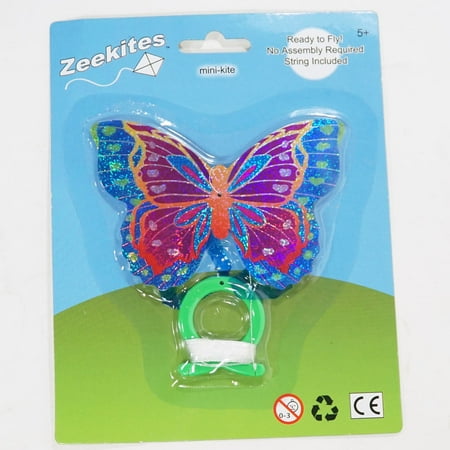 ZeeKites Mini Kite with Tail Ribbons! Ready to Fly!  (Butterfly 4.5'' (Best Kites For Kiteboarding)