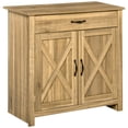 thumbnail image 1 of HOMCOM Buffet de Style Ferme, Armoire Buffet avec Porte de Grange, Brun Vieilli, 1 of 10