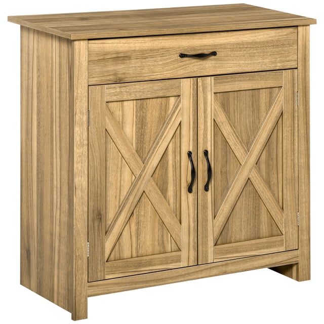 HOMCOM Buffet de Style Ferme, Armoire Buffet avec Porte de Grange, Brun Vieilli