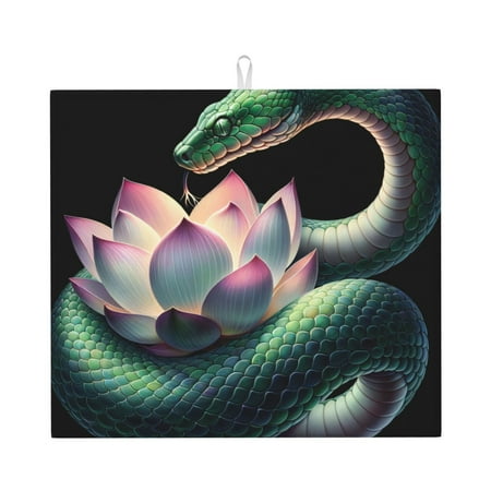 

Naloa Snake Holding A Lotus Dish Drying Mat for Kitchen Counter Heat Resistant Drainer Mats Absorbent Draining Mat Dish Rack Pad 16 x18