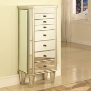Milan Jewelry Armoire, Mirrored Surfaces and Silver Wood