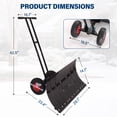 thumbnail image 3 of INTER HUT 29.1" Heavy Duty Snow Shovel with Wheels, Dual Rod Snow Pusher with Adjustable Angle & Height Ergonomic Handle, 3 of 10