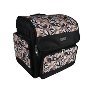 Everything Mary 4 Wheel Sewing Machine Storage Tote, Black & White Floral -  Rolling Trolley Carrying Bag for Brother, Singer, & Most Machines - Travel