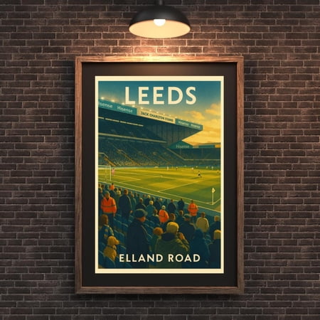 Leeds United Elland Road Stadium Vintage Style Football Wall Art Print