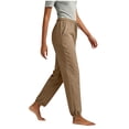 thumbnail image 4 of Byworldtasic Casual Pants for Women Elastic Drawstring Waist Trousers with Cinchable Ankles Soft Breathable Pants, 4 of 5